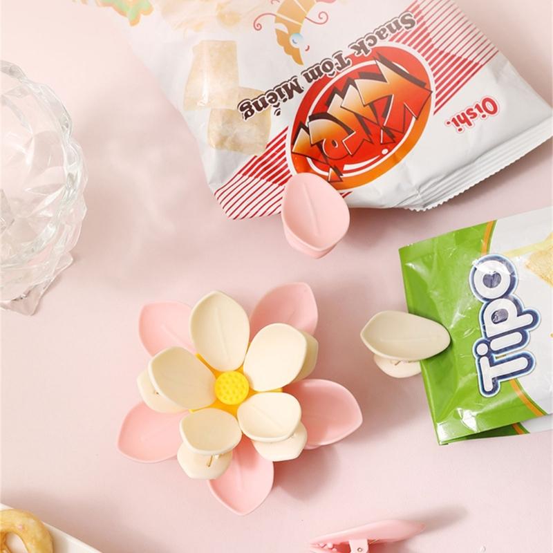 Double Layer Magnetic Sealing Clip for Food Storage Bags With Refrigerator Magnet and Flower Designs