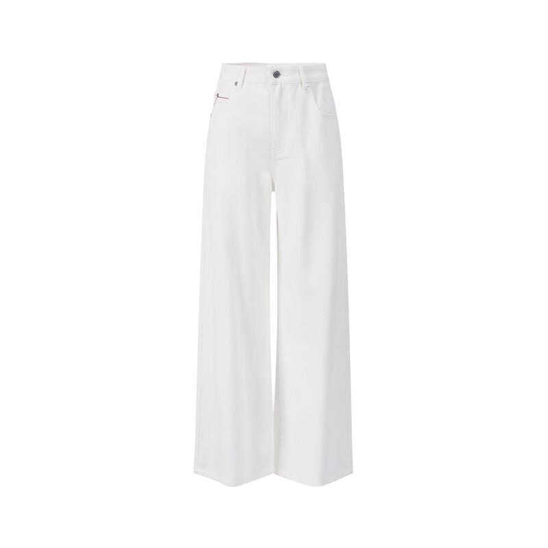 Giovanni Valentino Women's White High-Waist Straight Wide Leg Jeans