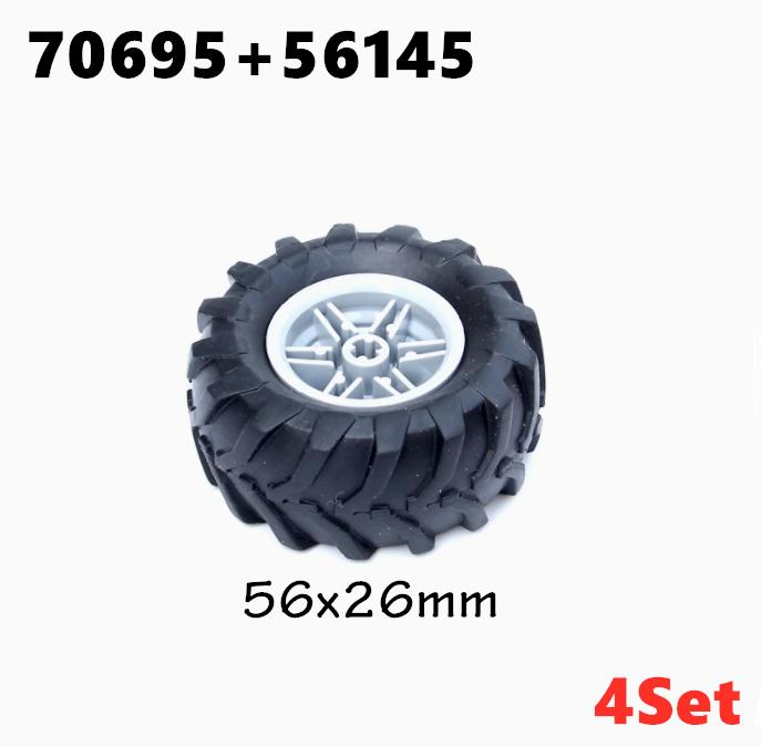 MOC Techniczne Koło Opona Piasta DIY Klocki Samochód Ciężarówka 56145 56908 55982 Budowlane Klocki Konstrukcyjne Kompatybilne Motocykl Wyścigowe Zabawki