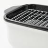 Fuji Enamel Square Deep Fryer Set with Thermometer, Baking Rack, and Stainless Steel Chopsticks. White.
