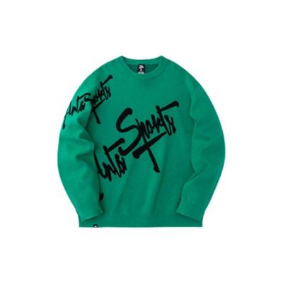 Anta Letter Print Crew Neck Long Sleeve Sweatshirt Unisex Tops Leopard-Green 172248768S-1