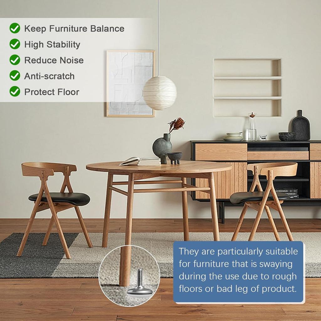 20 Pack Adjustable Leveling Feet, M6/M8/M10 Furniture Levelers, Heavy Duty Furniture Leveling Feet Metal Furniture Leveling Table Legs Screw for