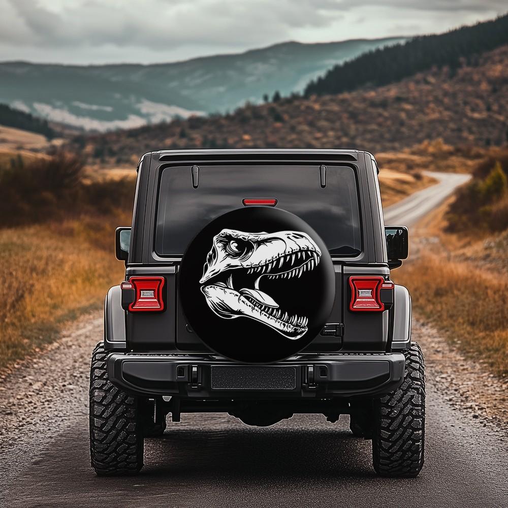 Dinosaur Skeleton Tire Cover Domineering Prehistoric Graphic Waterproof Spare Wheel Protector for SUV