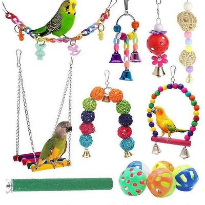 12er-Pack Vogelspielzeug Papageienspielzeug Käfigspielzeug Hängende Schaukel Schreddern Kauen Sitzstangen Papageienspielzeug Papageienbeißspielzeug