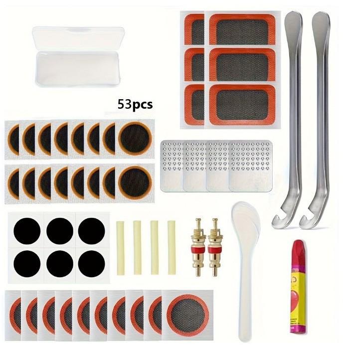 Bicycle Tire Repair Kit with Cold Patch, Glue, and Lever Tools
