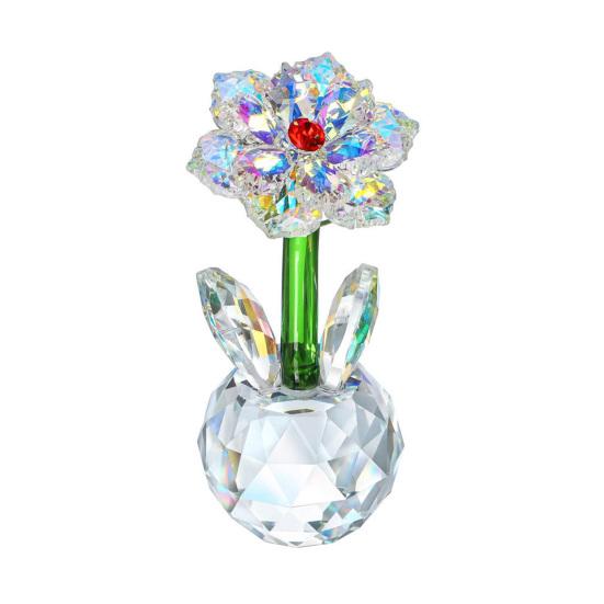 Faux Crystal Sunflower Figurine Glass Flower Ornament Collectible Desk Sunflower Statue for Table Window Car Decor