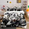 White Tiger with Black Smoke Bedding Duvet Cover Set  (1*Duvet Cover 2*Pillowcases, Without Duvet Insert)