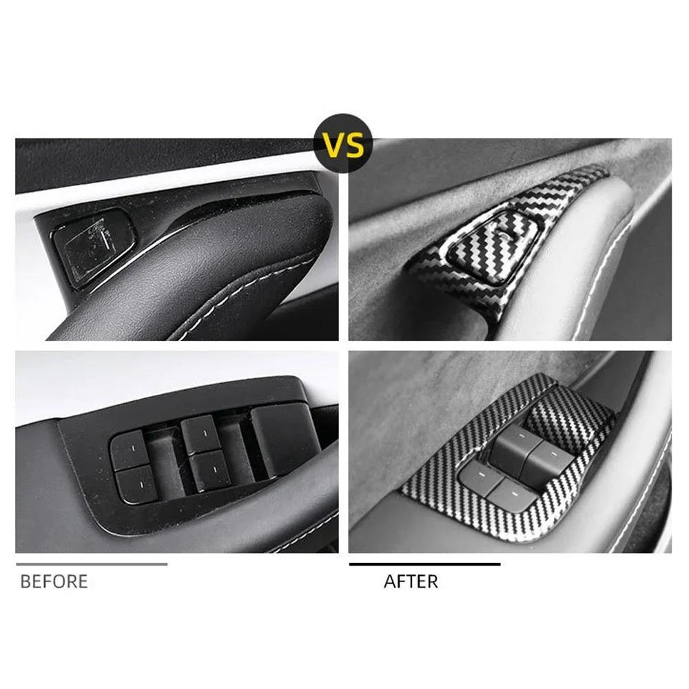 Window Lifter Switch Buttons For Tesla Model 3 Y Cover Trim Frame Sticker Carbon Fiber ABS LHDCar Interior Accessories 2017-2025