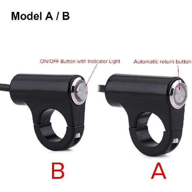 Motorcycle Handlebar Mount Button Switch 7/8" 22mm Motorcycle Push Start Button Horn Button Headlight Brake Fog Lights ON/Off Button with Blue Light