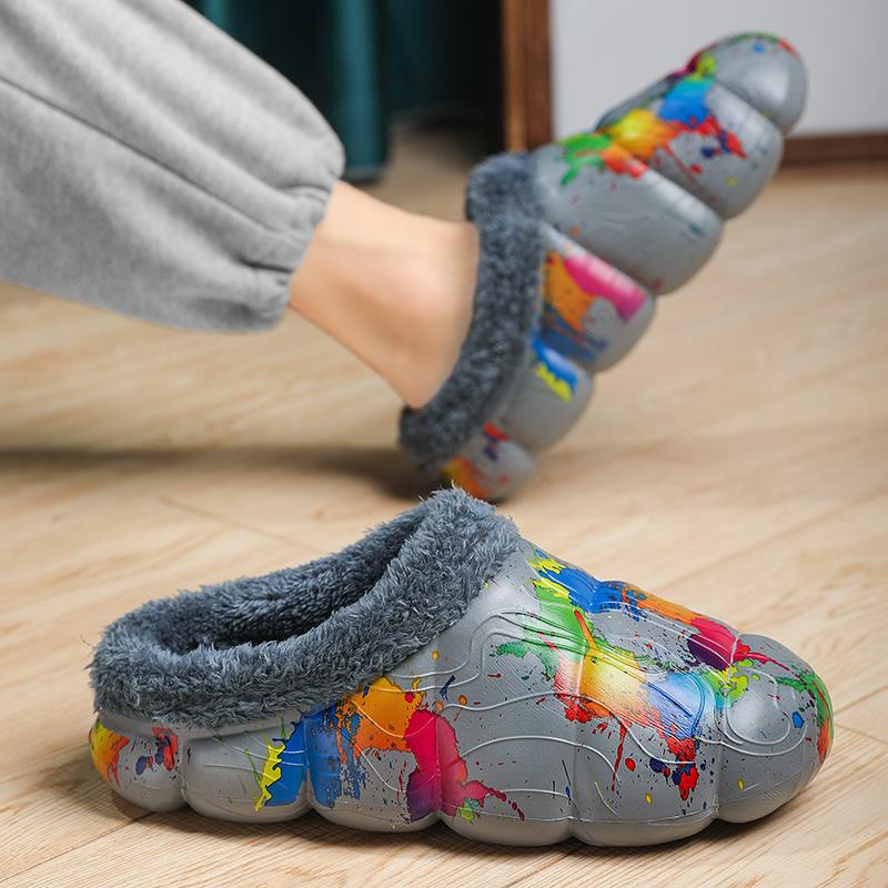 Зимние женские и мужские плюшевые тапочки — фото 11