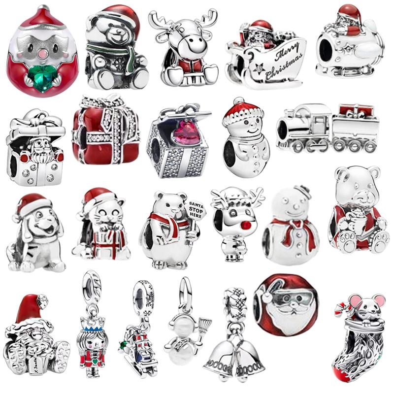 Snowman Sled Santa Claus Christmas Collection Charm Bead Pendant Fit Original European Jewelry Diy Making Unique Gift
