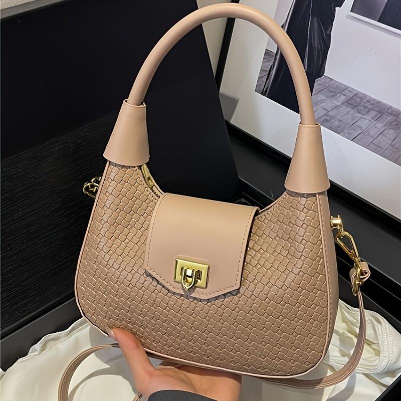 Women's Handbag, Vintage Woven Crescent Underarm Bag, Women's New Textured Portable Small Bag, Versatile Shoulder and Crossbody Work Bag