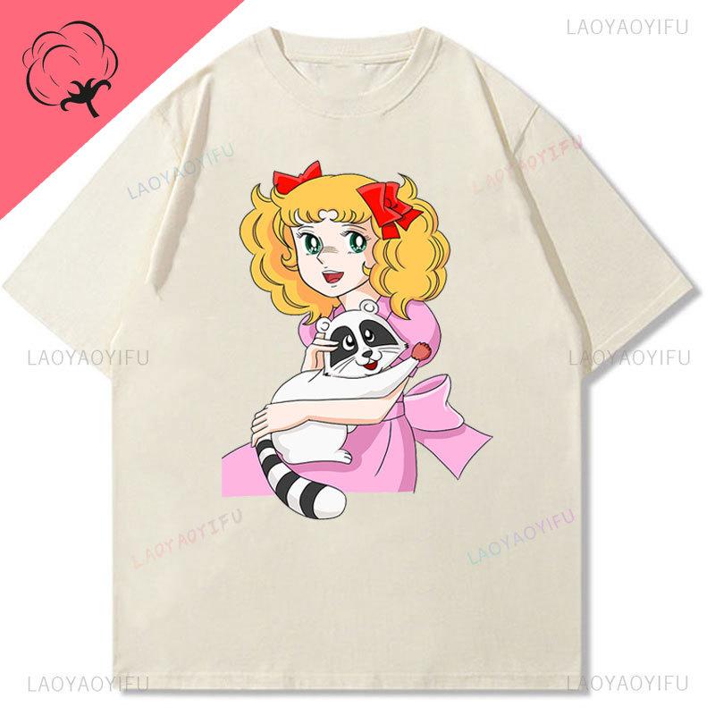 Kawaii Candy Tshirt Print Streetwear Harajuku Cartoon Fashion Shoujo Girl Style Clothes Short Sleeve Casual Female Graphic Tees