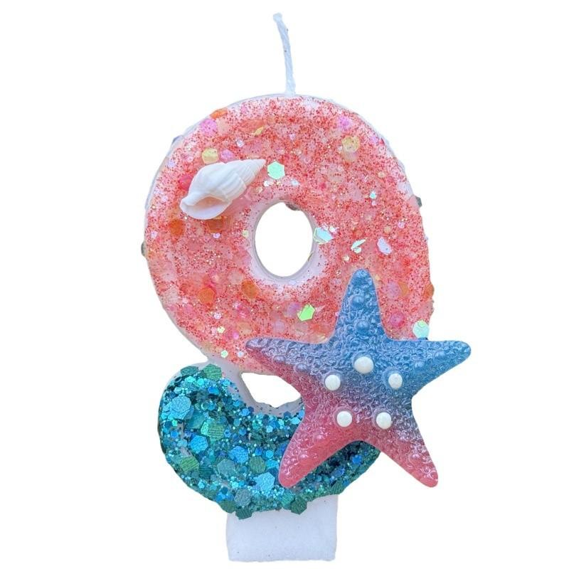 Creative Digital Birthday Candle Cake Party Decoration First Birthday Candle Handmade Diy Ocean Starfish