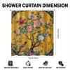 Waterproof Shower Curtain with Elegant Peony Flowers and Birds On a Vibrant Yellow Background for a Luxurious Bathroom Decor