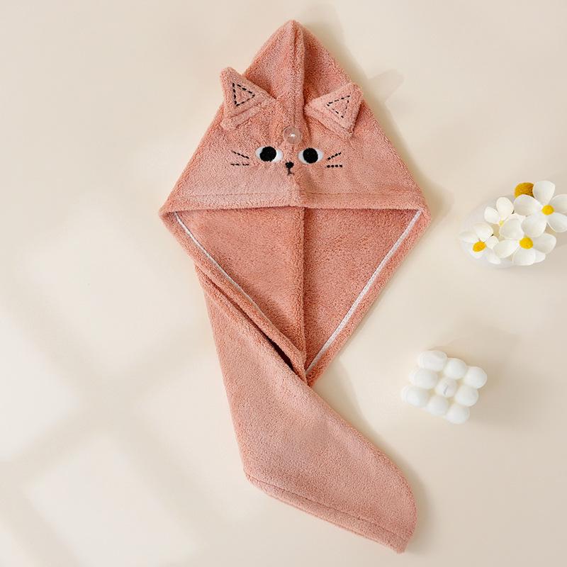 Cinnamon Embroidered Absorbent Dry Hair Cap for Children & Adults