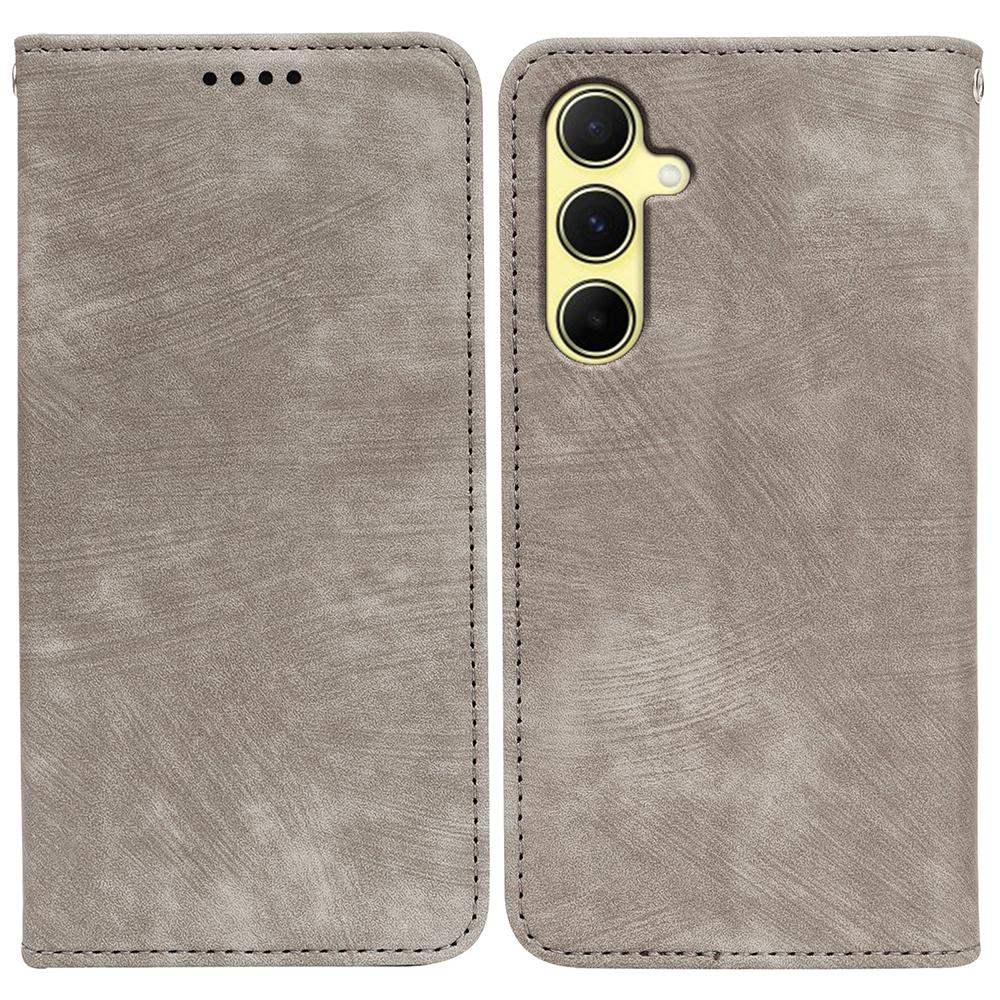 For Samsung Galaxy A17 Case Strong Magnetic Leather Wallet Phone Cover with Striped Texture