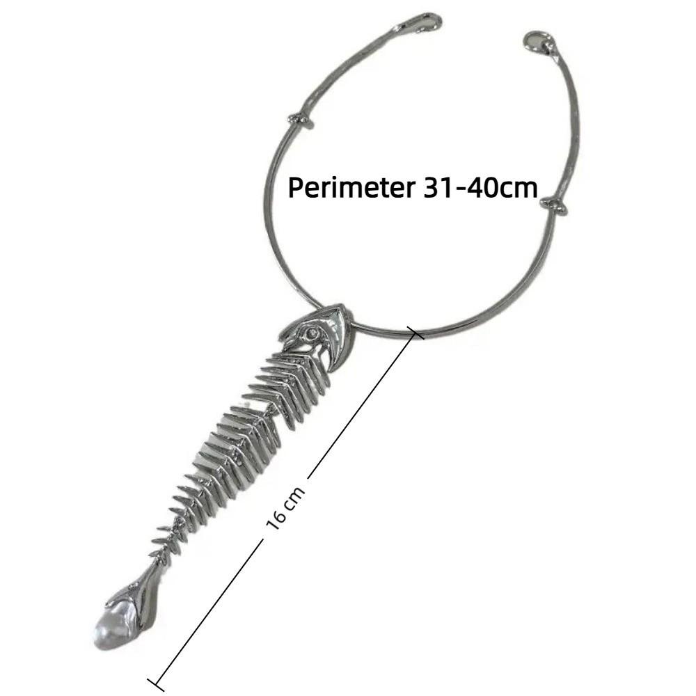 Retro Alloy Big Fish Bone Pendant Exaggerated Choker Necklace Women Novelty Design Collar Necklace Jewelry Accessories Gift