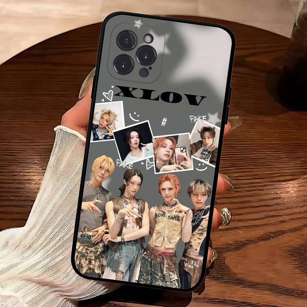 Kpop Group XLov Phone Case For IPhone 16 Pro Max 15 17 Plus 14 13 12 Mini 11 Black Cover