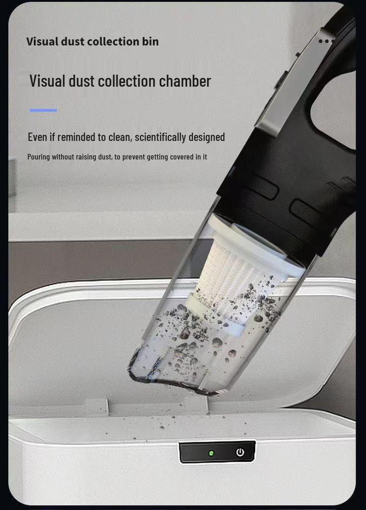 Wireless Mini Handheld Car Vacuum & Charger - Wet/Dry Dust Mite Remover