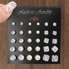 15 Pairs Classic Luxury Geometric Six Claw Zircon Crystal Pearl Stud Earrings Sets for Women Daily Wear Piercing Jewelry Gifts