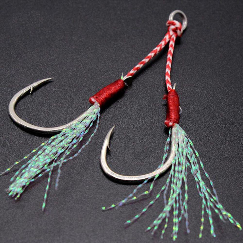 

with Feather Single Hook/Double Hook Crank Baits Feather Fishing Hooks with Line Two Hook Lures