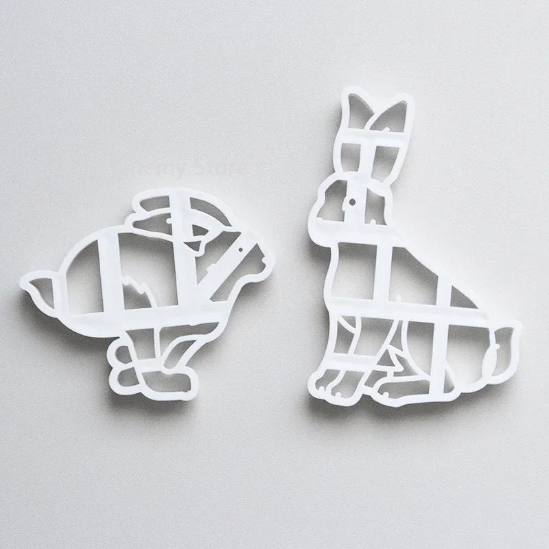 Easter Bunny Cookie Cutter 3D Static Running Rabbit Fondant Biscuit Stamp Embossed Mold Hand Press Pastry Cake Decorating Tools
