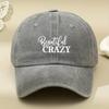 Crazy Beautiful' Printed Vintage Washed and Aged Outdoor Peaked Cap Trendy Curved Brim Baseball Hat Soft Top American Peaked Cap