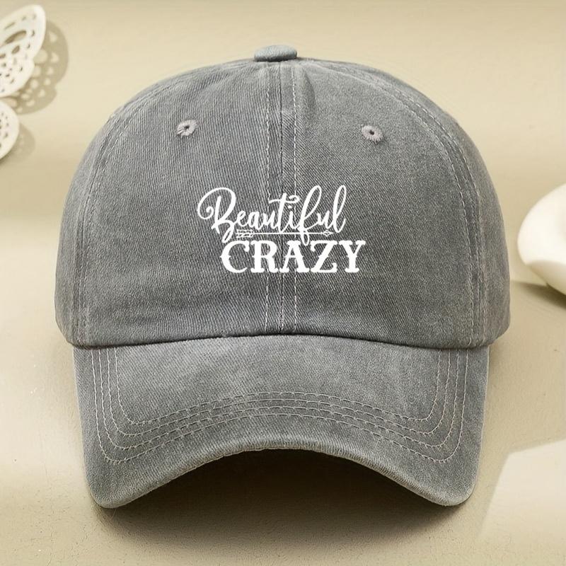 Crazy Beautiful' Printed Vintage Washed and Aged Outdoor Peaked Cap Trendy Curved Brim Baseball Hat Soft Top American Peaked Cap