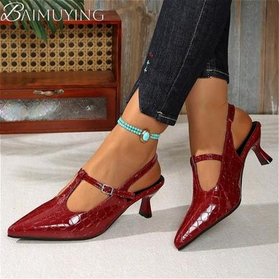 Mode Spitzschuh Damen Sandalen High Heels Schuhe Pantoletten Sexy Slingback 2025 Trend Kleid Lederschuhe Sommer Elegant Sandalias Mujer