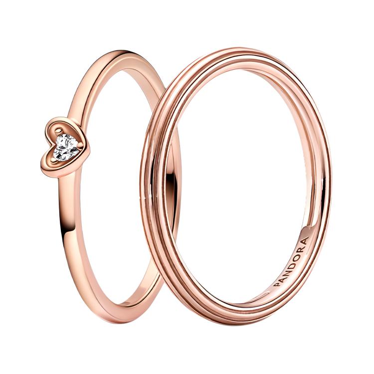 Pandora Heart Of The Low-Key Set Alloy Ring Women rings Rose-Gold ZT26011328A Box,50mm