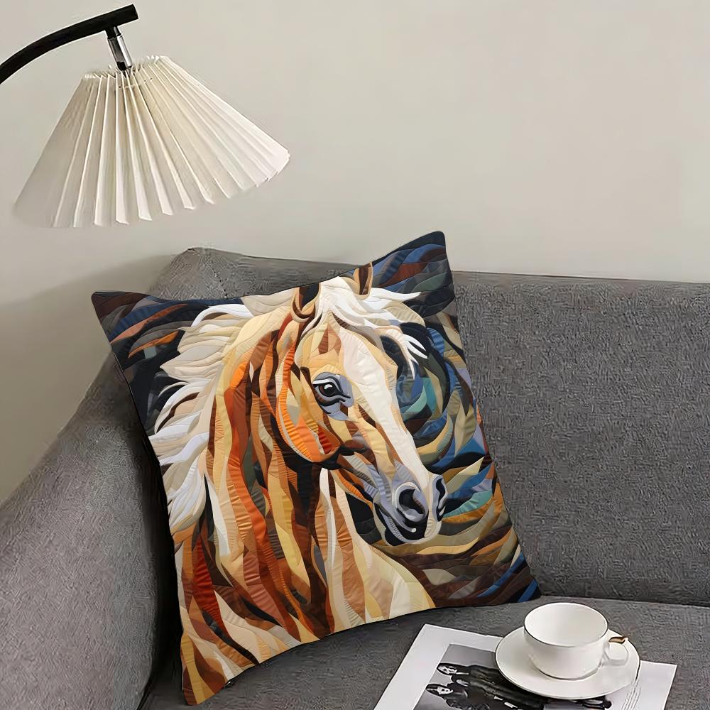 Printing Stylish Horse Fashion Cushion Cover Pillowcase Ultra Soft Skin Friendly Fabric Cloud Like Comfort  Concealed Zipper