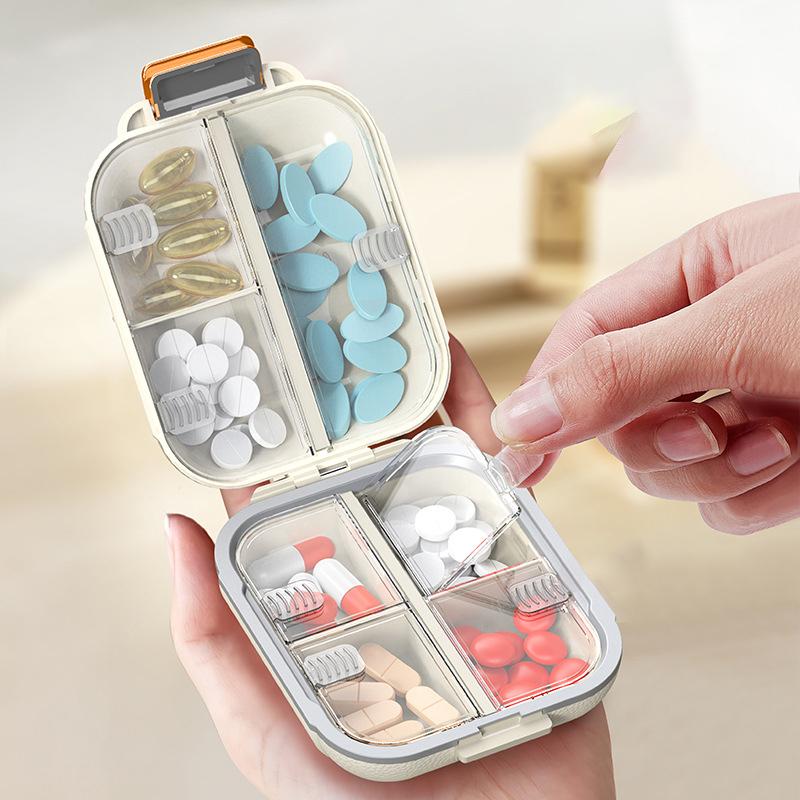 Tragbare kleine Medikamentenbox Feuchtigkeitsgeschützt Versiegelt Klappdeckel-Design Wasserdichtes Design Vitamin- und Medikamentenaufbewahrungsbox