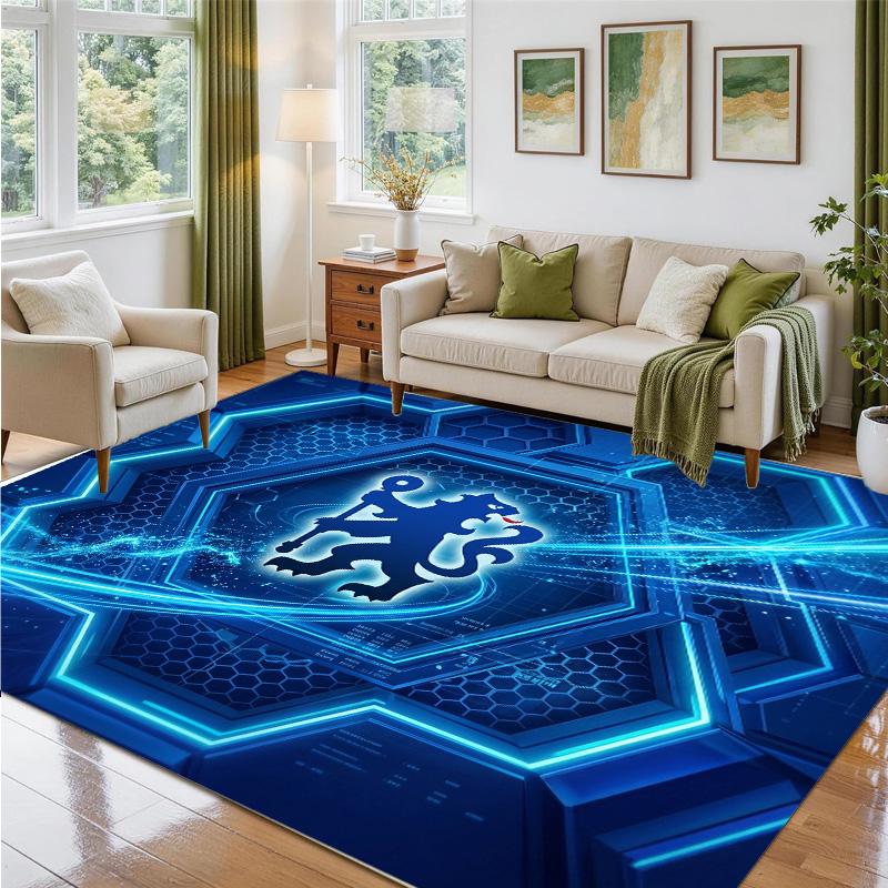 Chelsea FC Design Crystal Velvet Rug Soft Decorative Mat for Bedroom Entrance