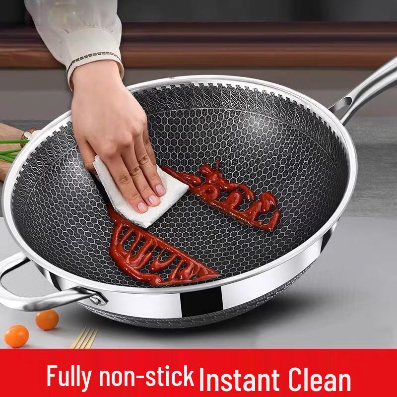 34cm Stainless Steel Non-Stick Wok