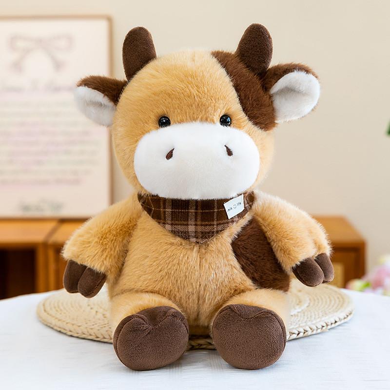Garden Style Plush Cow Toy With Short Pile Fabric For Childrens Gift And Room Decor