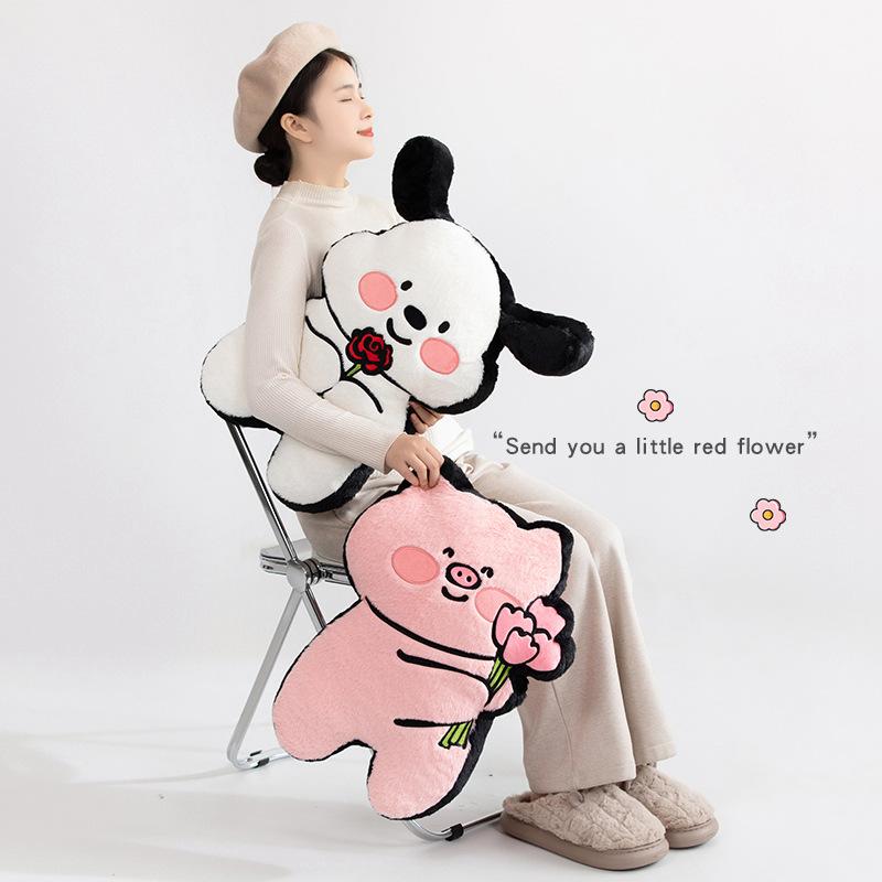 Valentine's Day Original Flowers Puppy Pillow Doll Doll Cute Plush Toys Biye Pig Doll Cushion