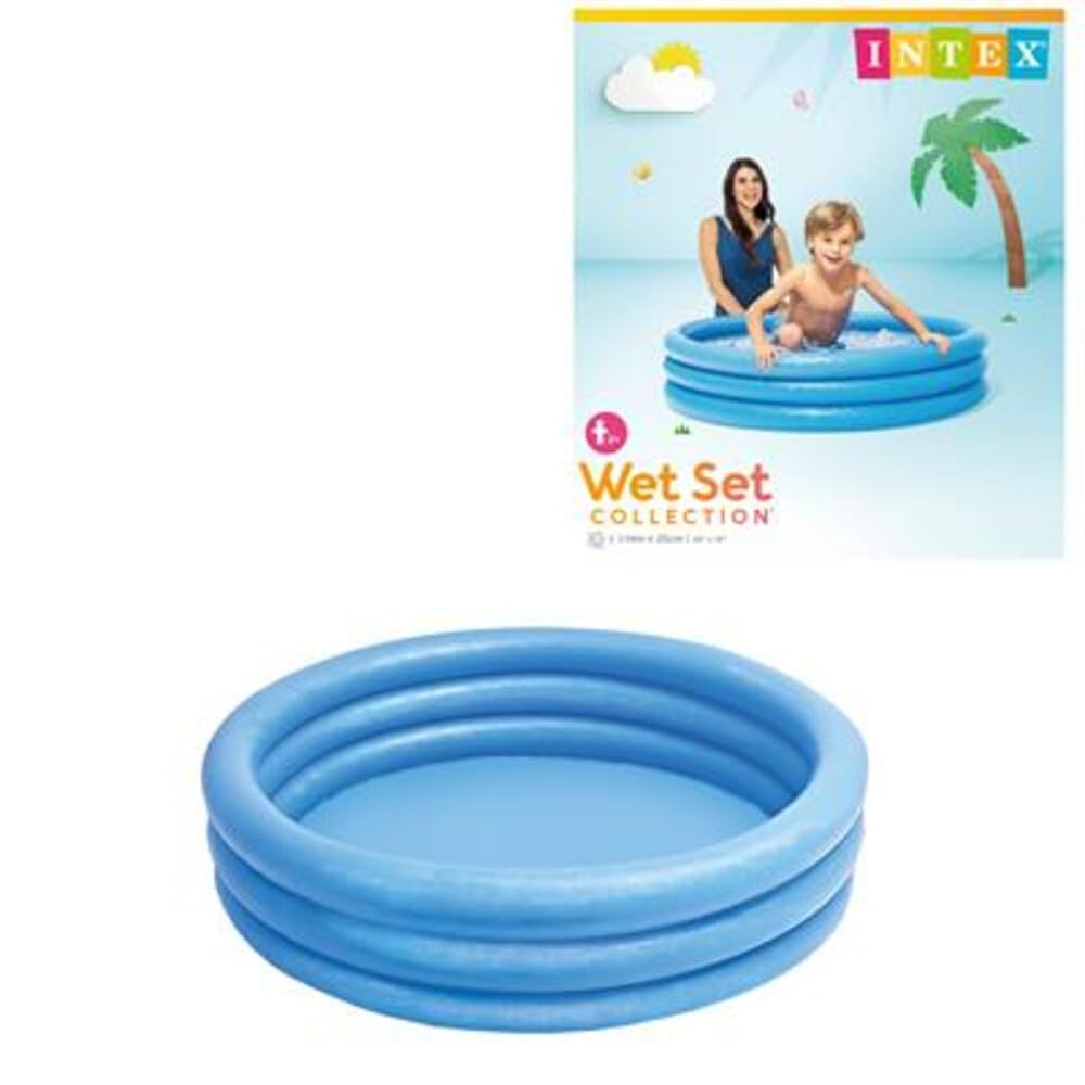 Intex 59416NP Crystal Blue Three-Ring Inflatable Paddling Pool, 1.14m X 25cm