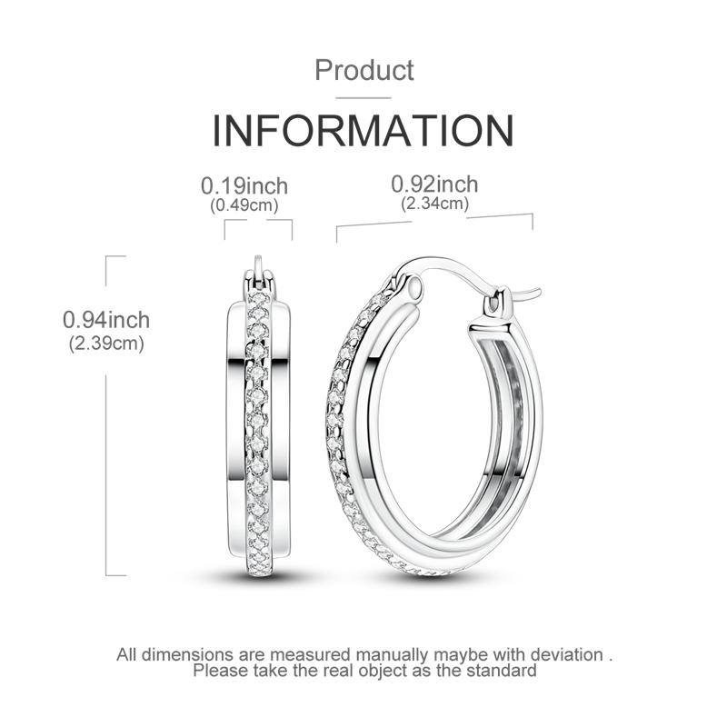 Original 925 Sterling Silver Circle Shaped Style Earring Women Hoop Earrings High Quality Shine Zircon for Women Jewelry Gift
