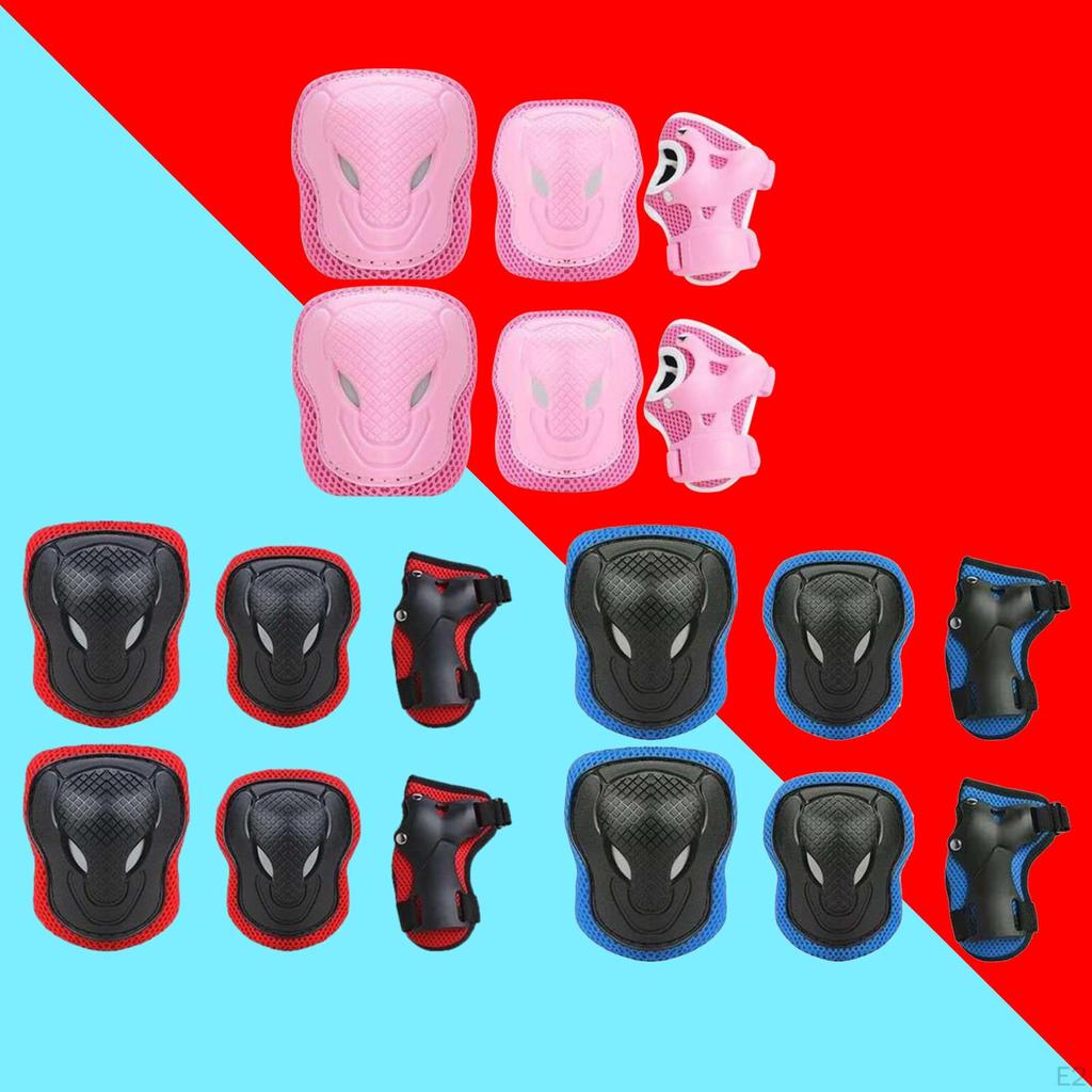 6Pcs Kids Elbow Wrist Knee Pads Protective Gear Skate Cycling