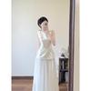 French Atmosphere Wear a Whole Set of Three-dimensional Flower Sleeveless Top Mesh Fluffy Long Skirt Two-piece Set
