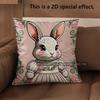2D Cute Bunny Dressed In Flowers Pillow Covers Pattern Cushion Cover Suitable For Sofa Bedroom Car Pillow Cover