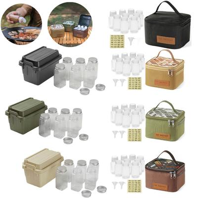 Set di bottiglie di condimento Borsa di stoccaggio Set di dispenser di condimenti da campeggio portatile Organizzatore di barattoli di condimento per barbecue da campeggio da picnic