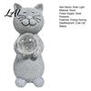 Unique Gift for Gardeners Cat Statue Solar Light Smiling Garden with Cracked Crystal Ball Durable Resin Sculpture Decor Waterproof Animal Lamp Patio