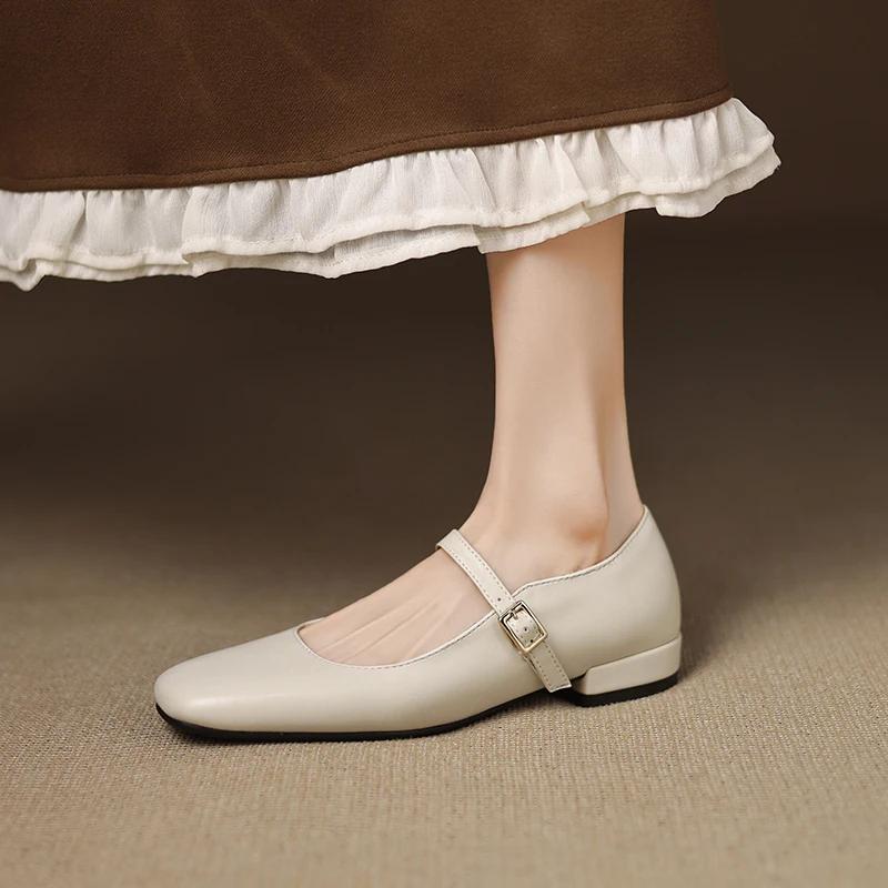 Women's Mary Jane Shoes 2025 New Square Mouth Flat Female Shoes Large Size One-Piece Ballet Shoes For Women
