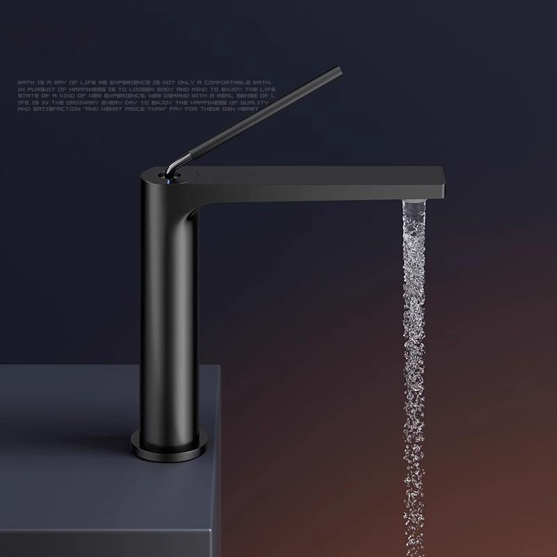 Bathroom Basin Faucet Hot & Cold Bathroom Gray Sink Faucet Deck Mounted Lavotory Faucet Mixer Water Tap