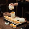 Ru Kiln Xishi Pot & Gaiwan 11-Piece Ceramic Tea Set
