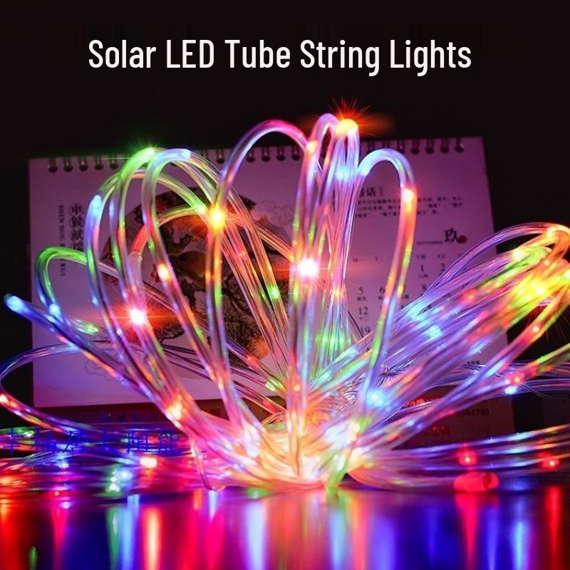 LED Solar Tube Lights: Outdoor Waterproof String & Decorative Holiday Lights for Camping & Atmosphere