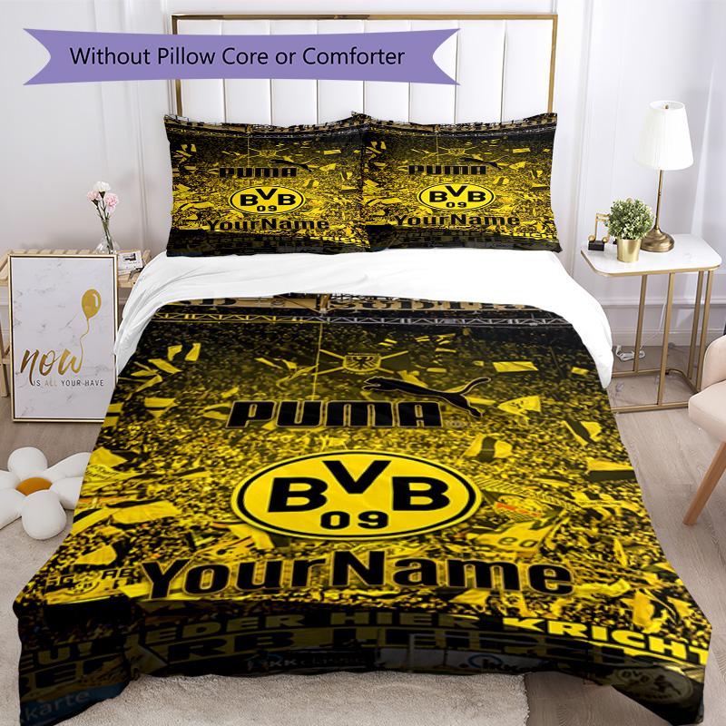 Borussia Dortmund Adınızı Özelleştirin Nevresim Takımı Nefes Alabilen Yorgan Kılıfı Yastık Kılıflı Ev Dekorasyonu Doğum Günü Hediyesi