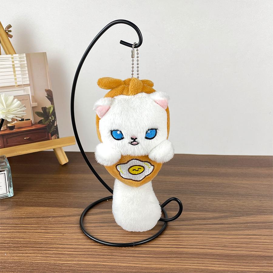 

Cartoon Squeak Shark Cat Doll Tabby Cat Pendant Plush Voice Toy Doll Bag Accessories Height about 16cm